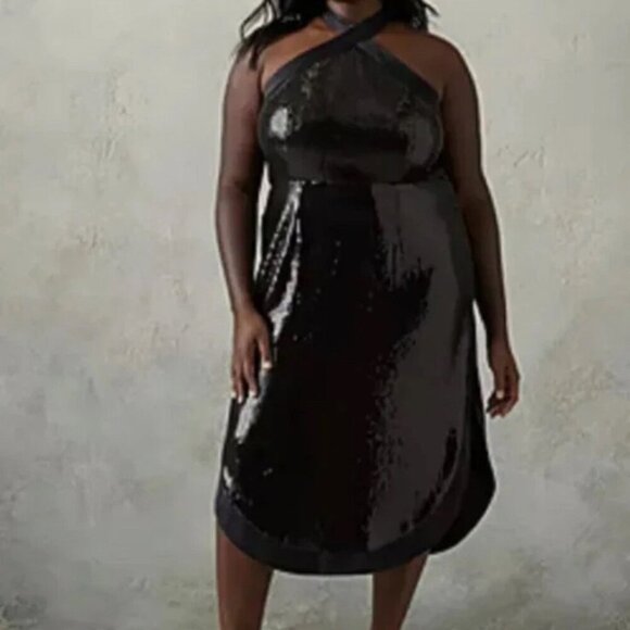 Prabal Gurung x JCP NWT black sequin dress back tie size 3X L8 - Picture 2 of 10